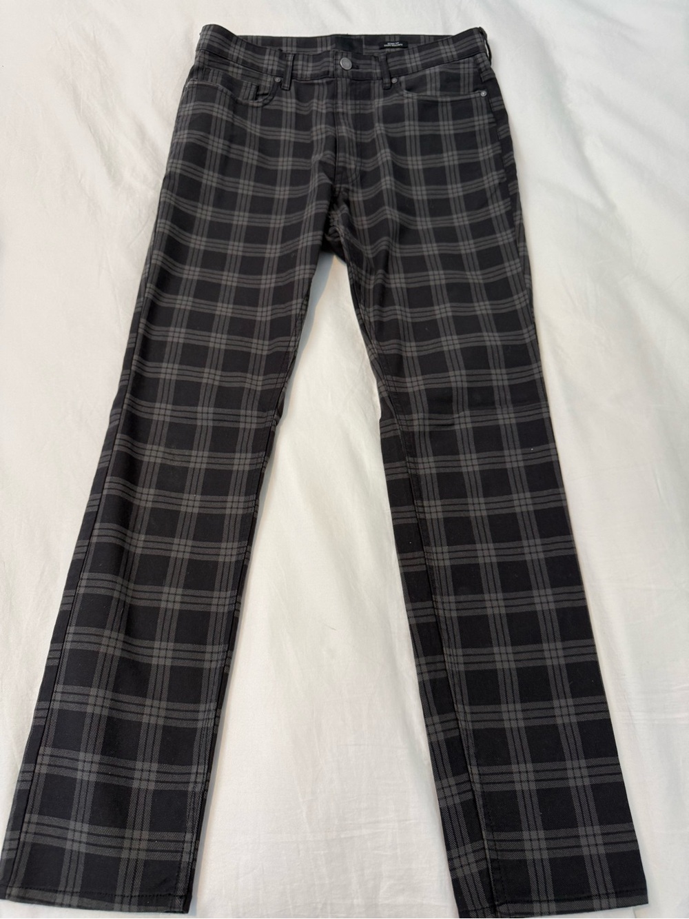 H&M Black and Gray Plaid Chinos for Men